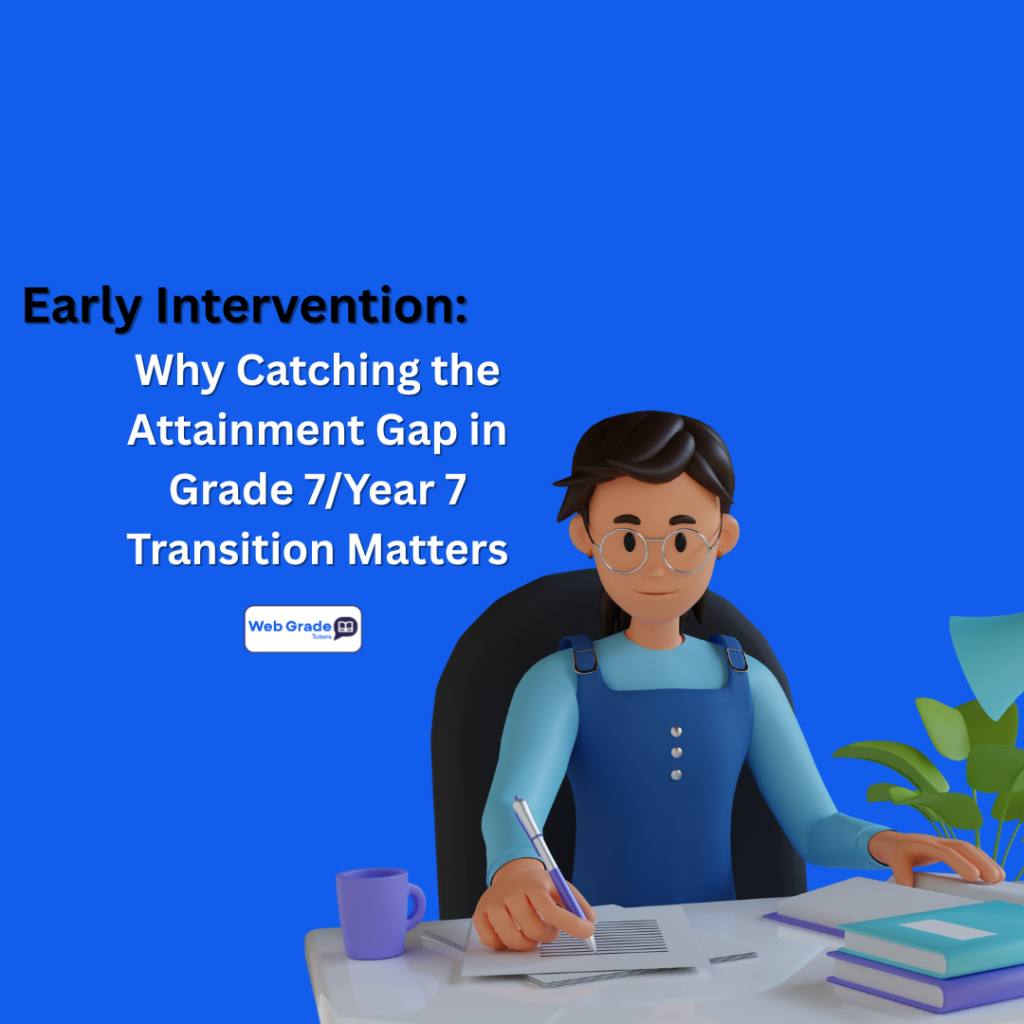 Teacher guiding a Year 7 student during early intervention tutoring, highlighting the importance of catching the attainment gap in Year 7 transition.