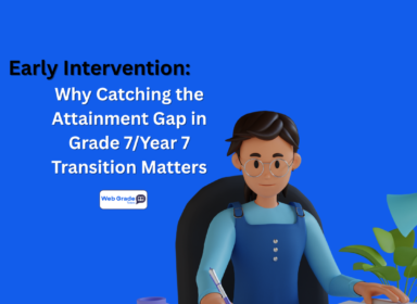 Teacher guiding a Year 7 student during early intervention tutoring, highlighting the importance of catching the attainment gap in Year 7 transition.