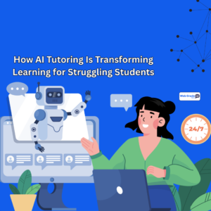 A student using a laptop with an AI tutoring tool to improve learning outcomes and academic confidence.