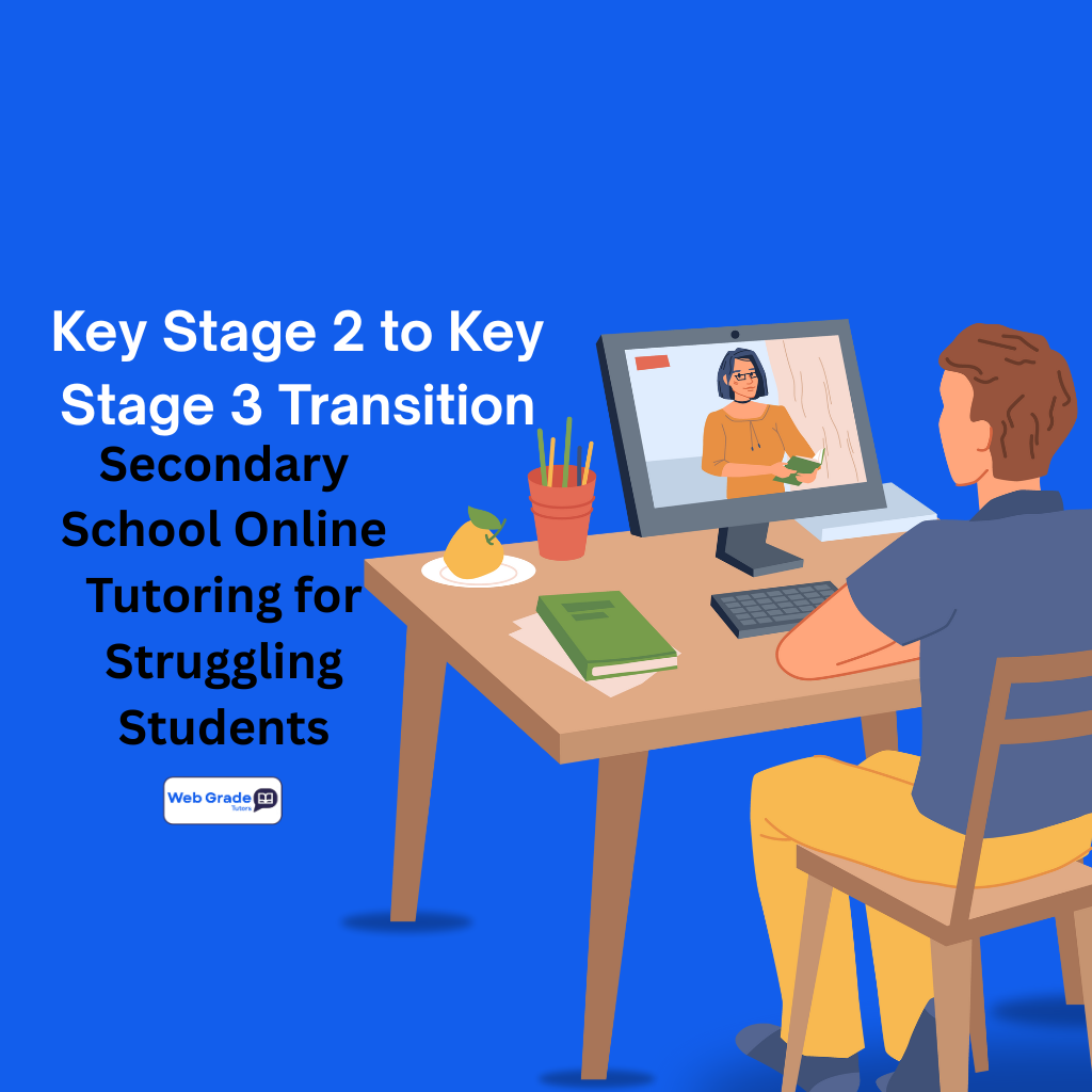 Student receiving online tutoring Session for Key Stage 2 to Key Stage 3 transition with WebGrade Tutors