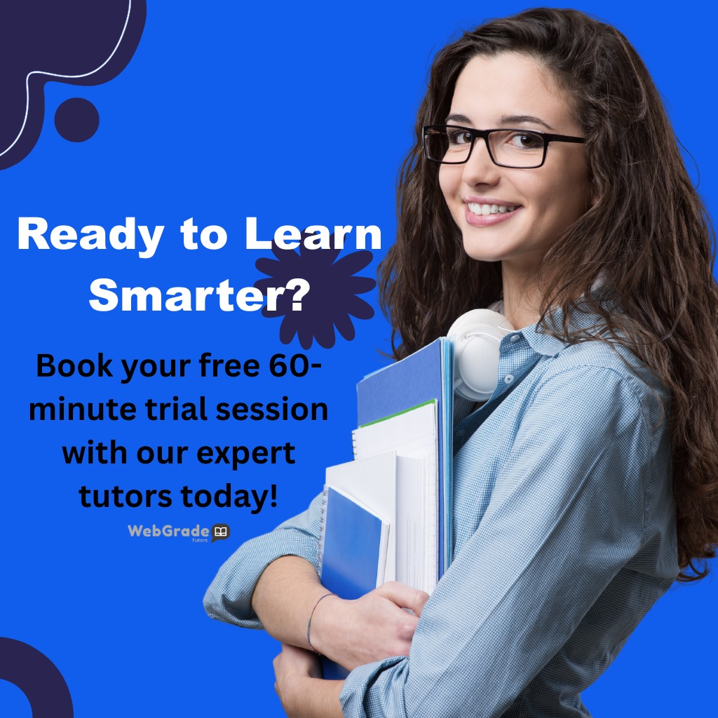 A friendly female student ready for her session with expert online tutors from WebGrade Tutors.