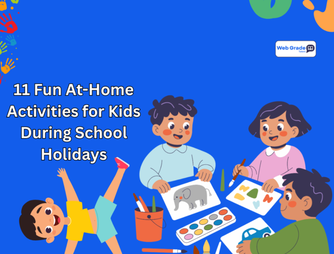 Kids playing on the floor with simple equipment, engaging in fun at home activities, school holiday activities, educational activities, indoor learning games, and indoor activities, inspired by WebGrade Tutors’ holiday tips.