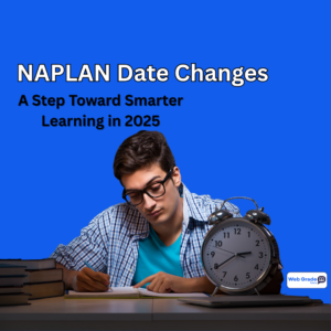 Student studying with clock and WebGrade Tutors logo for NAPLAN date changes preparation Student studying with clock and WebGrade Tutors logo for NAPLAN date changes preparation