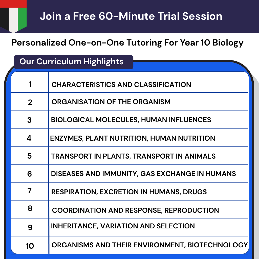 Online Biology Tutor Year 10 UAE Emirati Curriculum