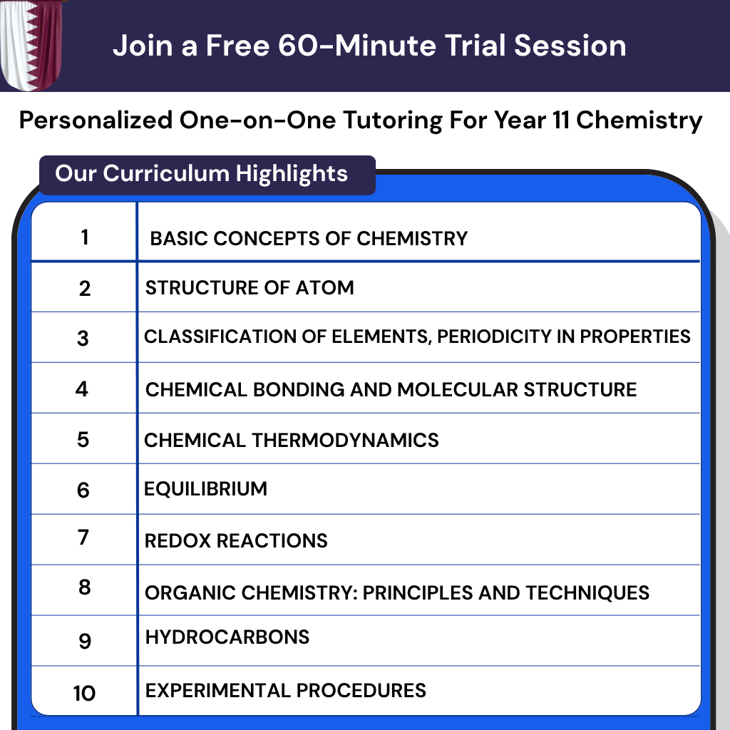 Personalized Online Chemistry Tutoring Year 11 Qatar