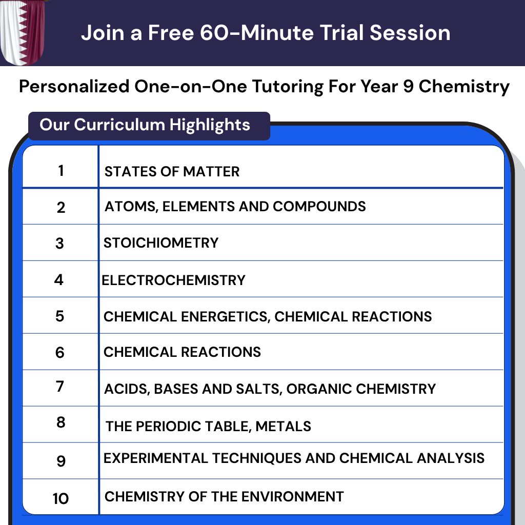 Private Online Chemistry Tutoring Year 9 Qatar