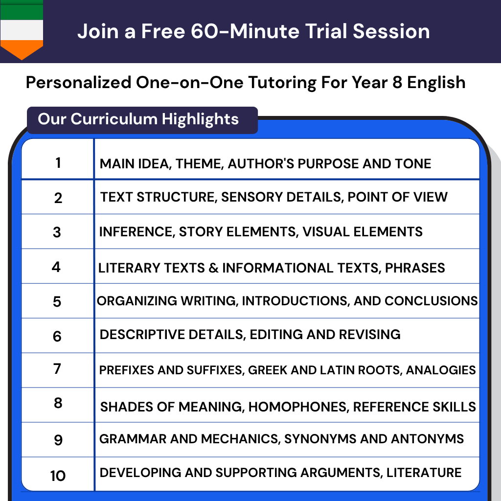 Personalized Online English Tutoring Year 8 Ireland