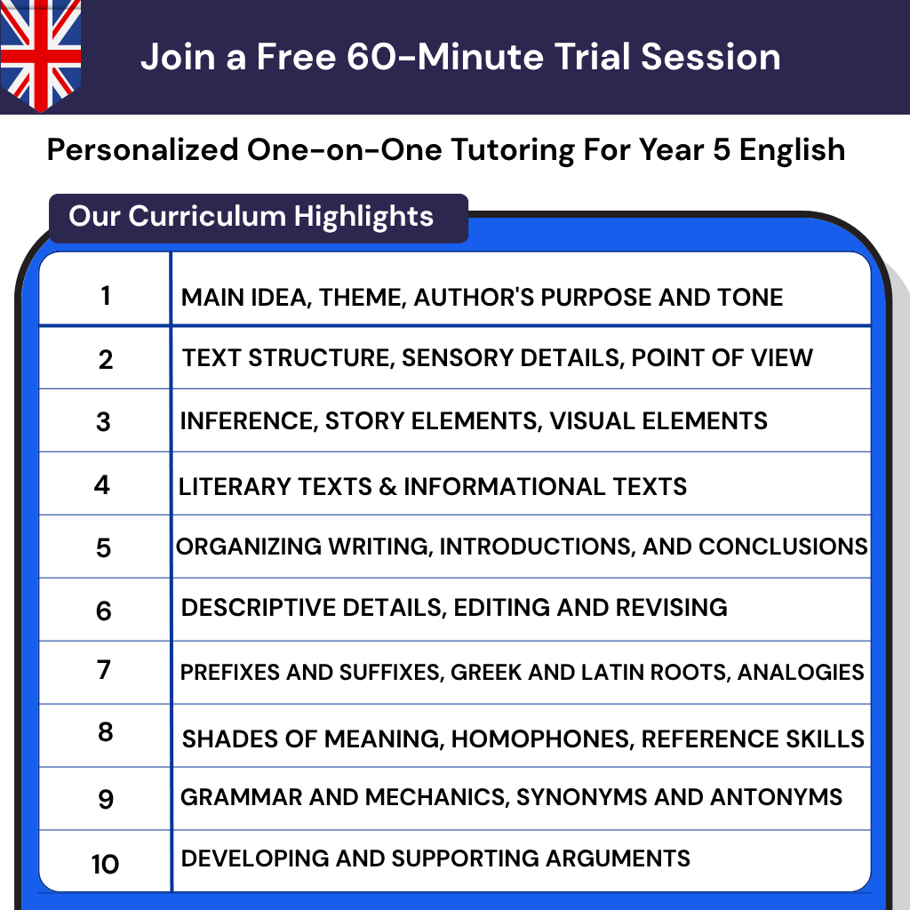 Year 5 English tutor online UK for KS2 support & 11+ prep. A qualified teacher builds creative writing confidence.