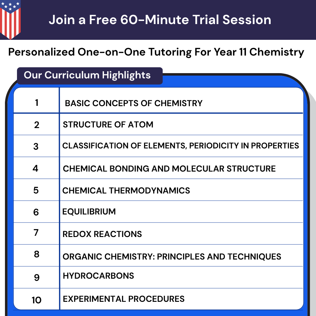 Personalized Year 11 Chemistry Tutoring USA. Get stoichiometry tutoring online and build conceptual understanding.