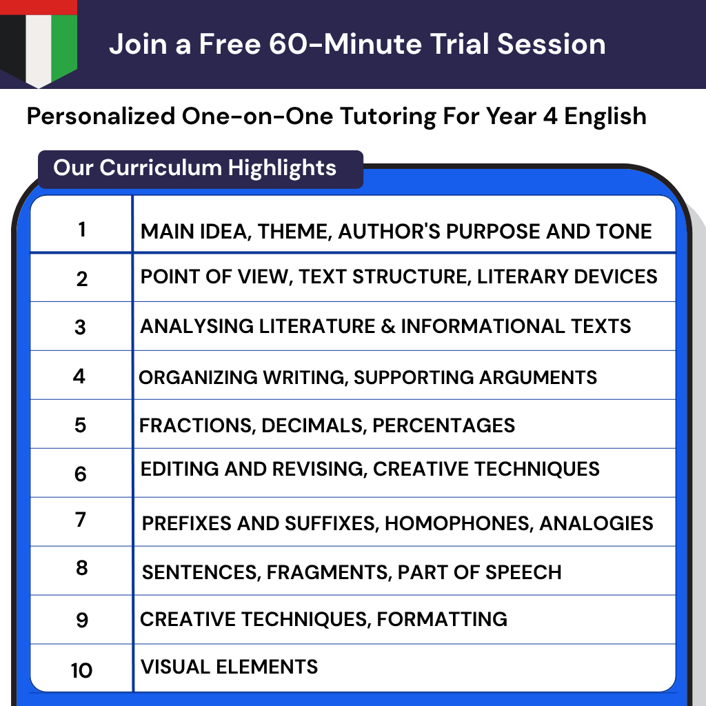 private English tutor Year 4 UAE