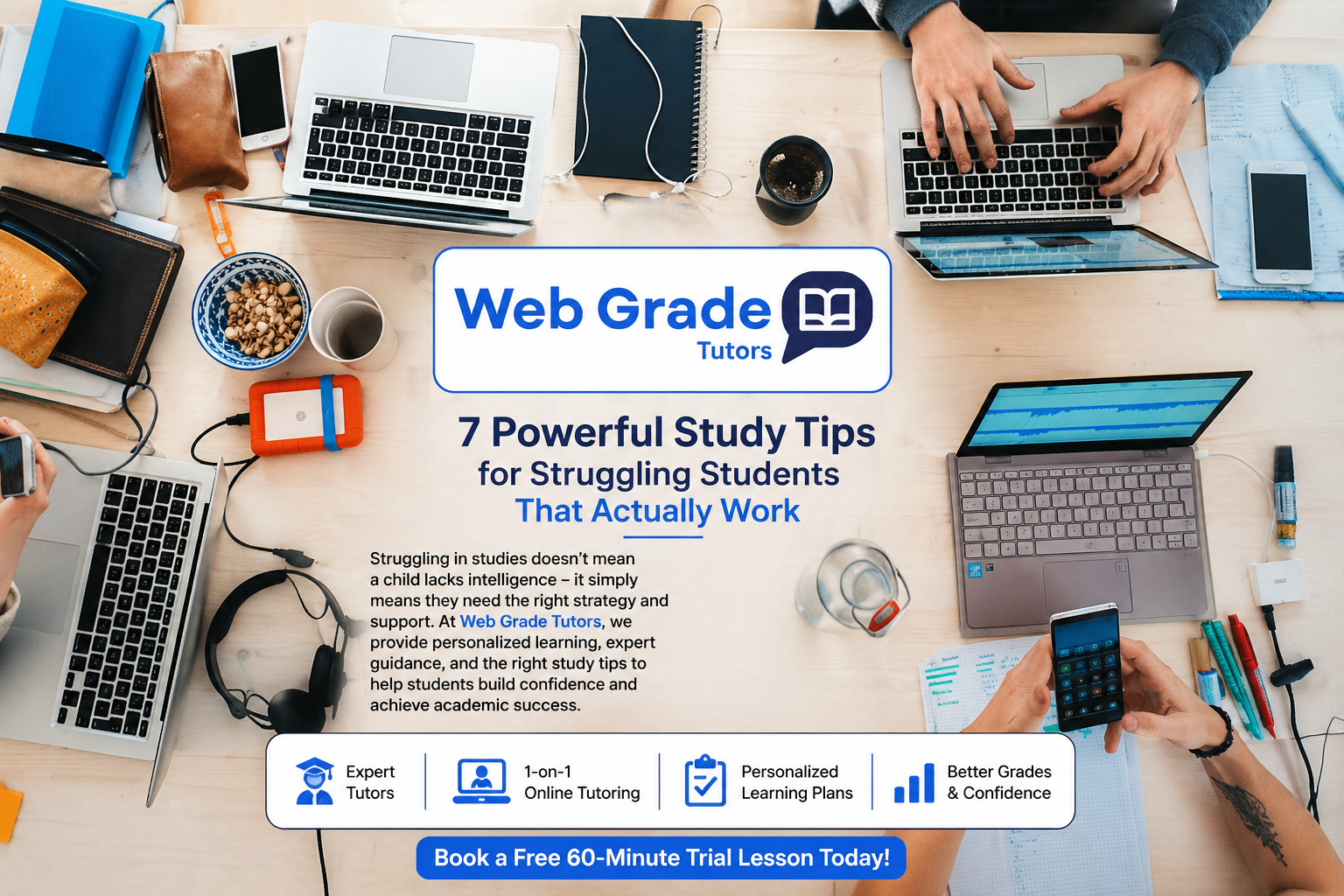 Study Tips for Struggling Students clean study setup