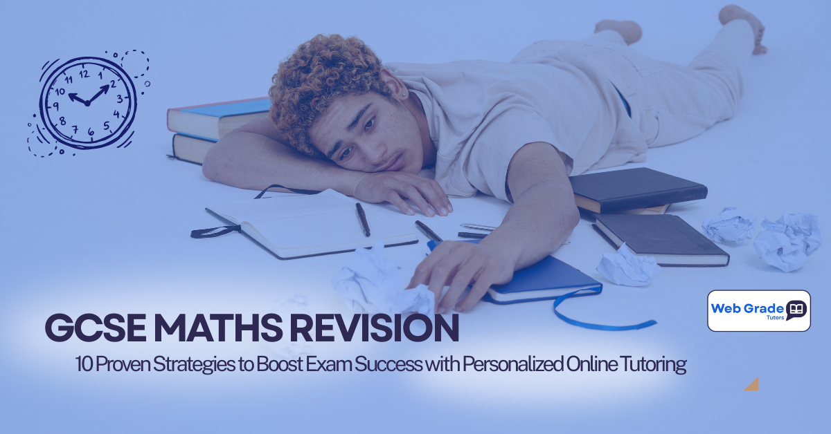 GCSE Maths Revision table showing topic weightage for Number, Algebra, Ratio & Proportion, Geometry, and Statistics across AQA, Edexcel, and OCR exam boards to help improve GCSE Maths Exmas for all grades using Maths Tutoring Online.